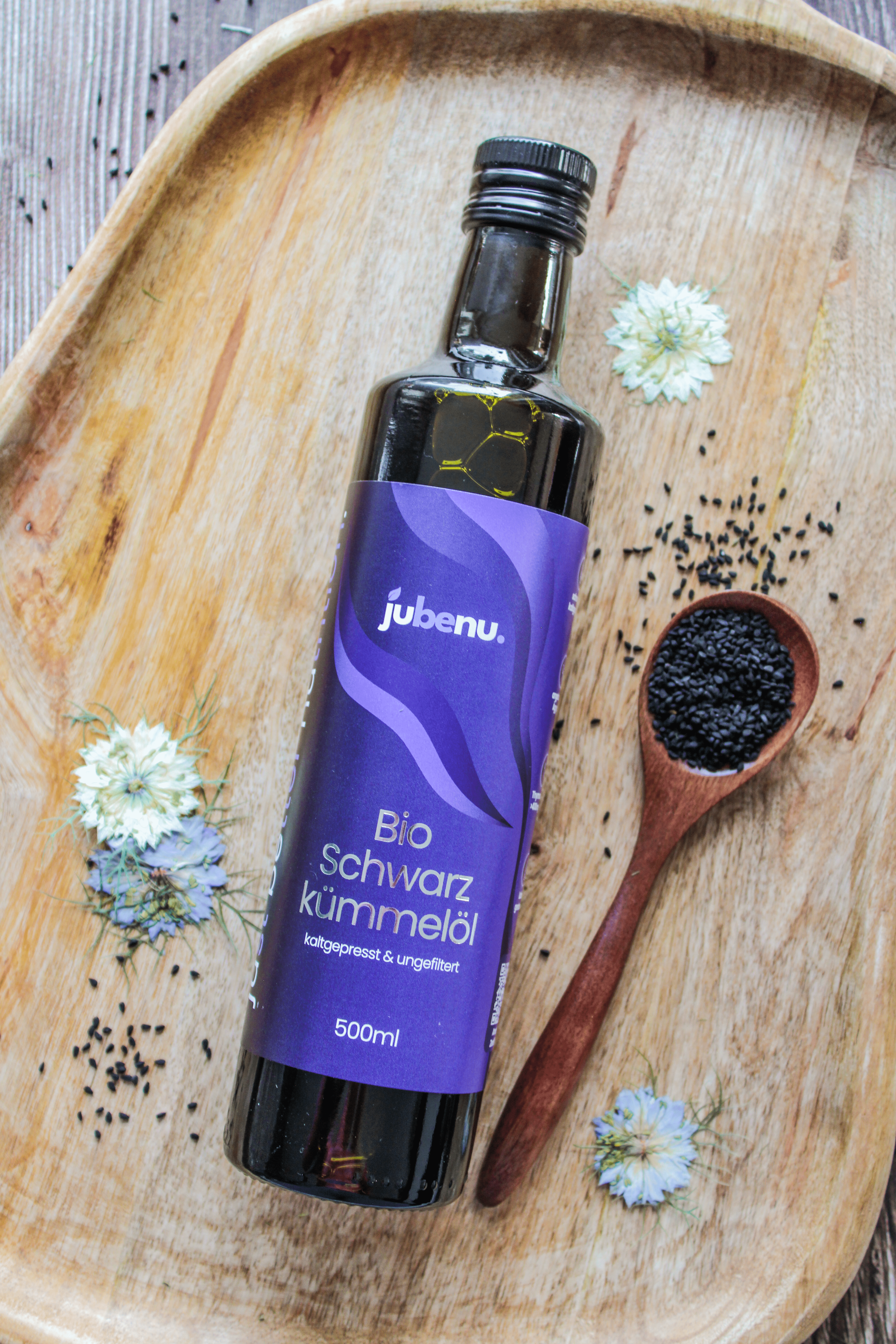 Jubenu Schwarzkümmelöl – Flasche hochformat